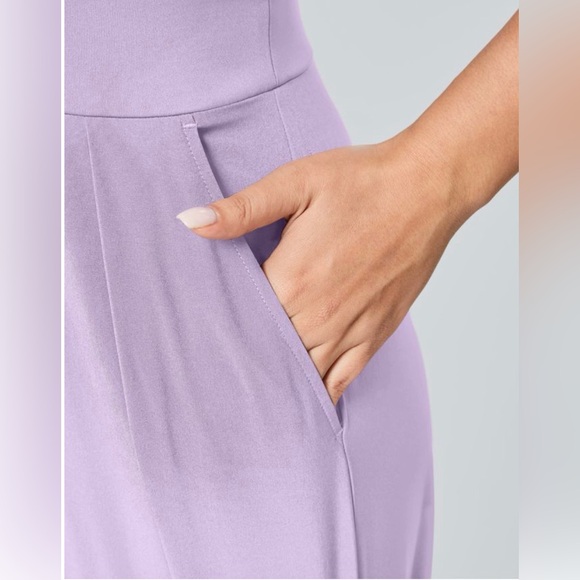 Backless Side Invisible Zipper Pocket Wide Leg Quick Dry Resort Slip Jumpsuit - Picture 5 of 5